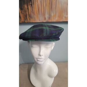 Vintage HatStart USA Black Watch Tartan Ivy Newsboy Cap Union Made Small NOS